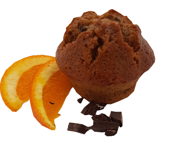 Orange choko muffins med kokossukker